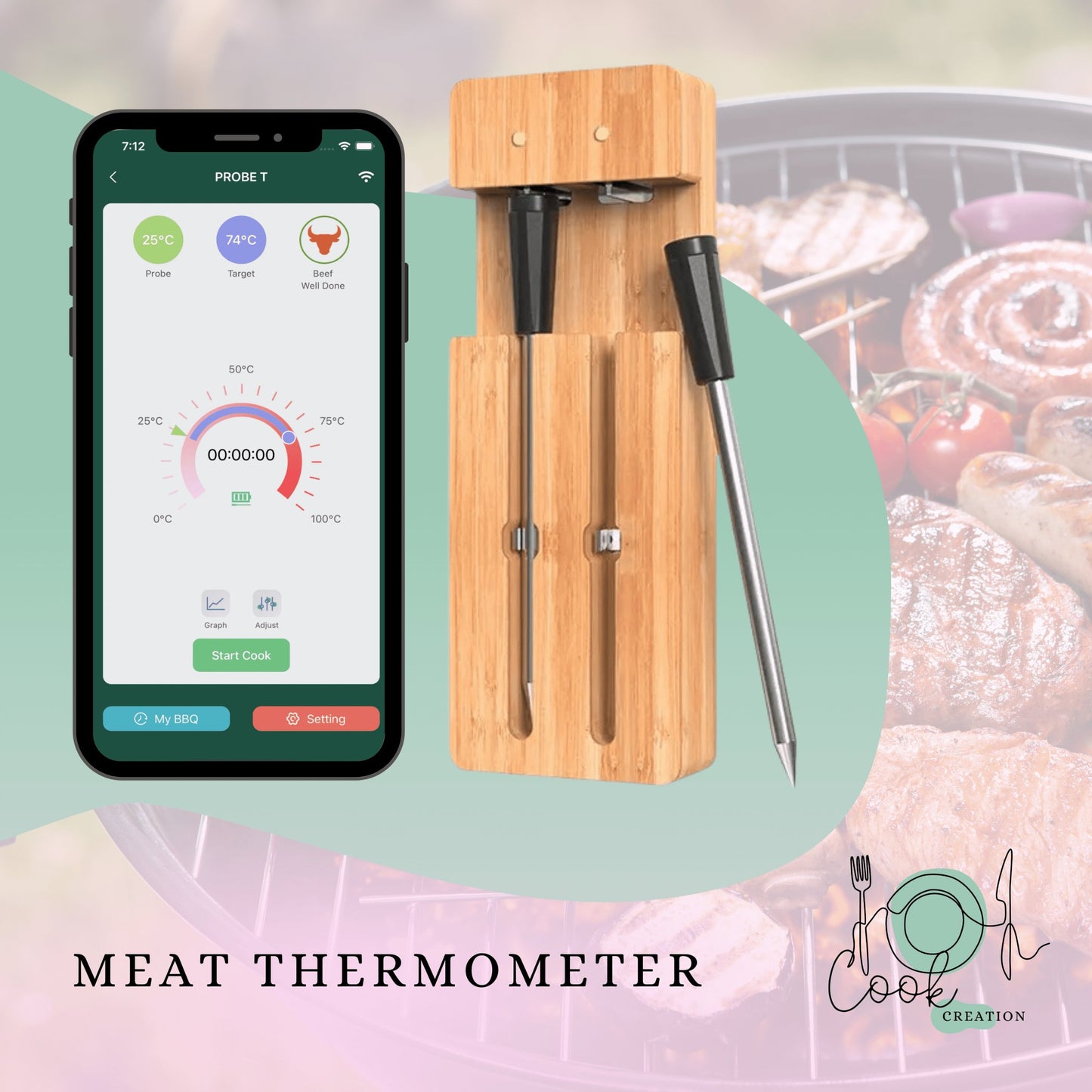 CookCreation™ Wireless Smart Meat Thermometer